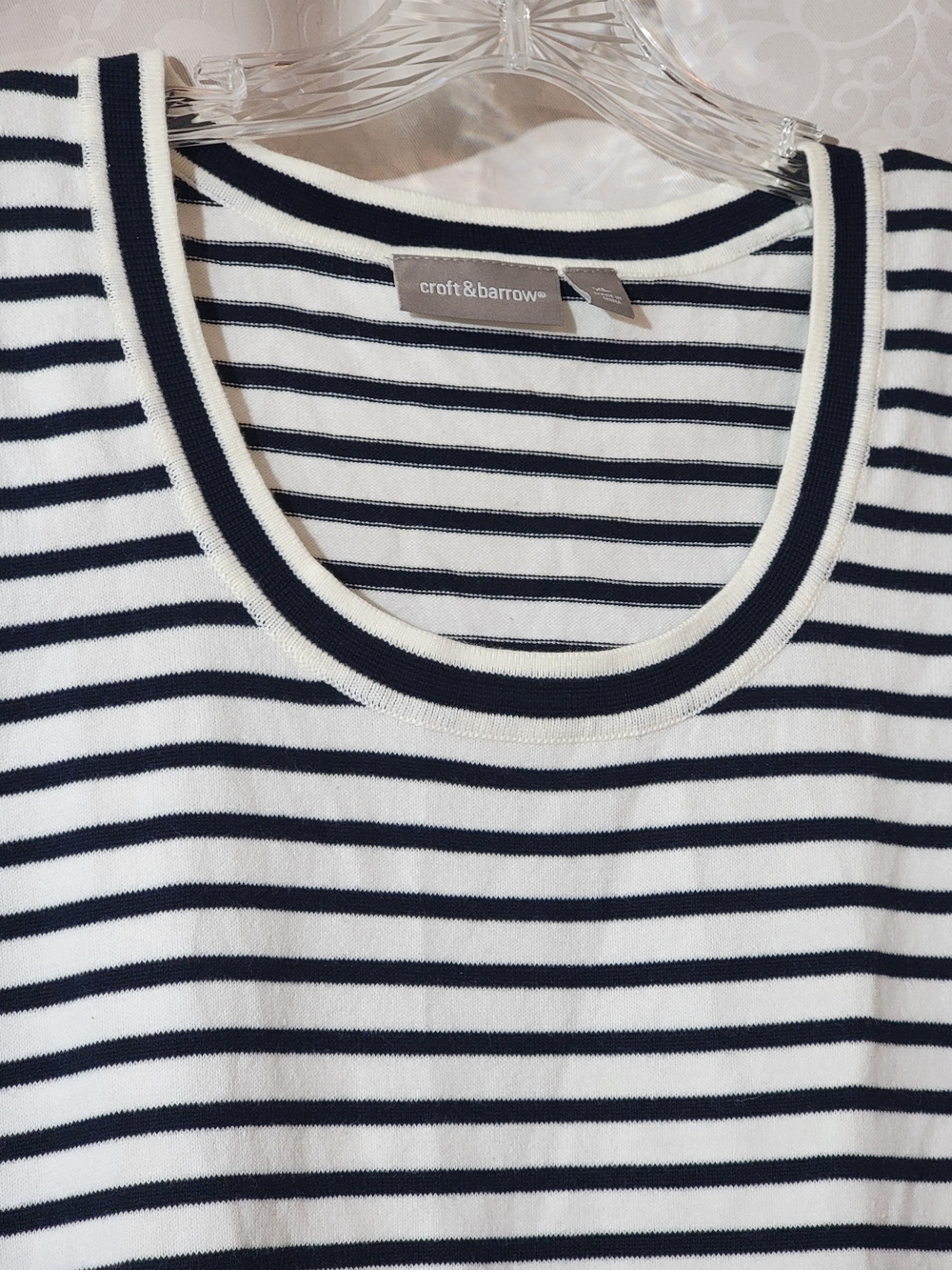croft & barrow Navy and White Striped Tee